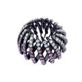 Detail of bird nest hair ring with iridescent and violet rhinestones on black base - 6# Rhinestone