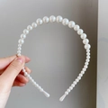 Handheld vintage white faux pearl headband with elegant gradient beads for women - Exquisite Small-Medium Gradient Pearl