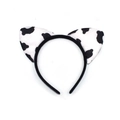 Cute cow pattern plush animal ear headband with black and white spotted design - Spotted Print
