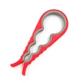 Red and grey multi-functional four-in-one jar opener with non-slip rubber grip - Large (Bulk) / Red