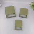 Three-piece set of sage green PE film jewelry display boxes in multiple sizes - 9x9x2cm / Avocado Green Cardboard + Avocado Green Suspension Box