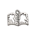 Antique silver open book alloy charm featuring cross and lion head for DIY jewelry - Cross Book