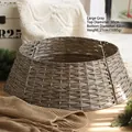 Base per albero di Natale in vimini grigio, diametro 50-65cm collare in fibra naturale - Sopra 50xSotto 65xH 21cm / Grande Grigio