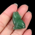 Miniature hand-carved green aventurine wolf head figurine in natural gemstone - Green Aventurine