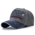 Casquette vintage grise et bleu marine avec effet délavé et écusson brodé ROCK - Réglable / Bord bleu avec corps gris