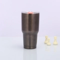 30oz stainless steel travel tumbler in charcoal grey finish with clear lid and pink slider - 30oz / Painted Coffee