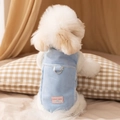 Blue quilted winter pet vest with fleece lining and D-ring for small dog walking - Blue Suede - Extra Thick / S (Recommended weight 1.5-2.5kg)