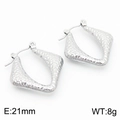 Silver rhombic stainless steel earrings with hammer texture and 21mm drop length - Hammered Rhombus Steel (KE112416-KFC)
