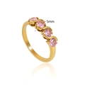 Minimalistische gouden ring met een golvende rij 5mm roze zirkoonstenen erop - US 6 / Roze Zirkonia