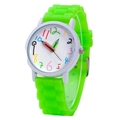 Kids quartz watch with green silicone strap and creative colorful pencil shaped hands - Green