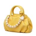 Elegante bolso de mano amarillo fruncido con asa de cuentas de resina, bolso cruzado. - 26*9*12 / Amarillo