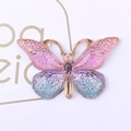 Gradient pink and blue resin butterfly charm with golden metal edges and lace texture - 1 Pink Blue Gradient