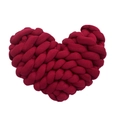 Hand-knitted red heart pillow made of core-spun yarn for Nordic style home decor - Wine Red