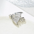 Silver fish pendant connector with sparkling baguette cubic zirconia and hollow tail design - Silver Fish Pendant/Connector