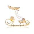 Exquisite Christmas ice skate brooch with white enamel and iridescent rhinestones - White Ice Skate Style (AL1038-A)