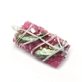 Ciondolo rettangolare in resina rosa con conchiglia abalone e filo d'argento - Stile Pietra Frantumata Rosa Conchiglia Abalone (1)