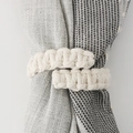 Handmade cream white braided cotton curtain tieback with textured knit design - 25cm Cotton Rope / Off White
