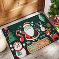 Non-slip Christmas doormat with Merry Christmas text in green and red for home decor - Retro Santa Claus-Green(CHDT-2024-01190)