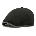 Retro breathable mesh beret hat in black and gray color block for men and women - Adjustable / Black