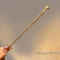 Elegant gold hair pin with fluid texture 17.5cm long for traditional Chinese hairstyles - F0572 Round Head - Gold