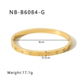 Detail view of 18k gold plated stainless steel bangle with heart patterns and zircon - Gold Style (NB-B6084-G)