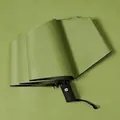 Olive green automatic UV folding umbrella with matte black handle and custom white logo - 8-Rib Automatic / Matcha Green