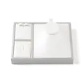 Silver gray jewelry display tray with white lining for rings and necklaces, 17x13.5x7cm - Small Jewelry Set Tray (White & Silver)