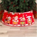 Red Christmas tree skirt with festive train pattern and Merry Christmas text - 40*60*20cm / Christmas Train (Merry Christmas)