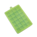 Green 24-cavity silicone ice cube tray with lid for baby food and square ice cubes - Grass Green (With Lid)