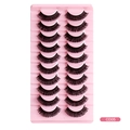 10 pairs of Russian D curl false eyelashes in model CD05 on a pink tray - Russian Natural Dense Style (CD05)