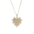 Gold plated heart pendant necklace with spiky design and cubic zirconia pavé setting - Spiked Full Diamond Heart Style (YS-231117-15)