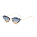 Occhiali da sole cat eye in metallo con lenti sfumate blu-arancio e oro - Montatura Oro Lenti Verde Giallo