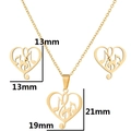 18K gold plated stainless steel music heart jewelry set with necklace and stud earrings - Music Note Gold