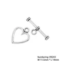 Dettaglio macro della chiusura a T a forma di cuore VK243 in argento antico DIY - VK243 Argento
