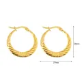 Orecchini a cerchio ritorti in acciaio inossidabile placcato oro 18K da 29mm x 27mm - E0089 Stile Cerchio Intrecciato