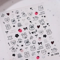 Silver bronzing nail art sticker M-705 with rabbit, heart, and strawberry designs - Cartoon Rabbit Strawberry Style (M-705-Silver)
