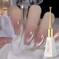 Nude pink cat eye gel nail polish with silver magnetic shimmer in a 10ml bottle - Silk Nude Crystal Cat Eye