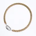 Collana a catena cubana bicolore in acciaio inossidabile con chiusura a moschettone argento - Catena d'oro chiusura in argento collana