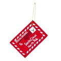 Colgante de sobre navideño en fieltro rojo con cordón dorado e impresión de Papá Noel - Sobre de Navidad