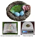 Garden baby in bird nest resin figurine with leaf blanket and blue eggs, weight 36g - Baby in Bird Nest