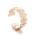 Verstellbarer Ring aus Roségold-Titanstahl mit filigranem Blattzweig-Design - Roségold Blatt-Muster (KR105273--KFC)