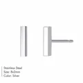 Minimalist silver finish stainless steel rectangular bar stud earrings for women - Bar (YE14815) / 8x2mm / Silver