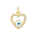 18K gold plated heart evil eye pendant with blue enamel and micro-paved zircons - White Eye Heart 1