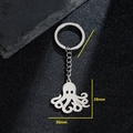Llavero colgante pulpo de acero inoxidable, tamaño de 28mm por 30mm de ancho - Color Acero