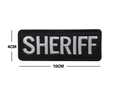 Schwarzer Stick-Patch mit weißem SHERIFF-Schriftzug, Größe 10x4cm mit Klettverschluss-Rückseite - SHERIFF