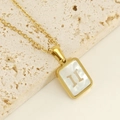 18K gold stainless steel Gemini necklace featuring a rectangular white shell pendant - Gemini