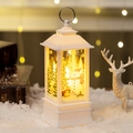 White Christmas snowman lantern with warm LED light and forest animal patterns - White Snowman