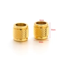 Golden 9mm stainless steel cylinder bead with diagonal patterns and 6mm inner diameter - 9*9*6mm Diagonal Stripe Hole Bead / Gold