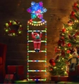 Detail of LED Christmas Santa climbing ladder with glowing snowflake and warm festive lights - Colorful Snowflake [Multicolor Light]