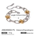 Zweifarbiges Edelstahl-Gliederkette-Armband mit goldenen Kugeln und silbernen Elementen - Rechteckiger Kugelgliederstil (JDB2406002-PS)
